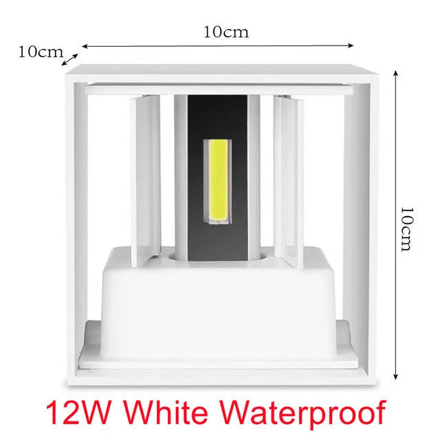 12W LED Wall Light – Modern Waterproof Outdoor Wall Lamp with Adjustable Beam for Porch, Garden, Balcony, and Terrace (IP65, Up and Down Lighting, Warm/Cool/Color Options)