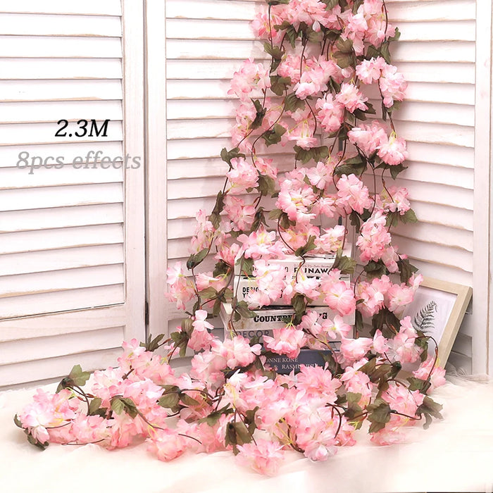 180CM Artificial Sakura Flowers Vine – Wedding Garden Arch, Home Party Decoration, Christmas Bridal Silk Flowers