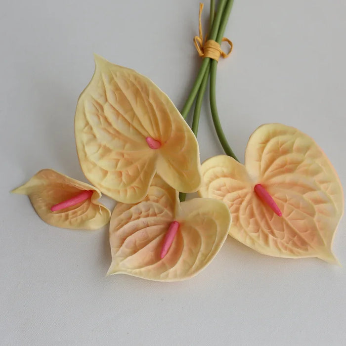 Luxury 4Pcs/Bundle Real Touch Anthurium Artificial Flower for Home Decor, Wedding, and Christmas