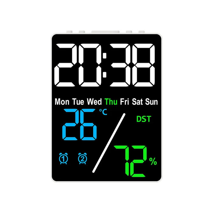 Digital Alarm Clock with Temperature and Humidity Display – 2 Alarms, Snooze, Adjustable Brightness, and LED Screen