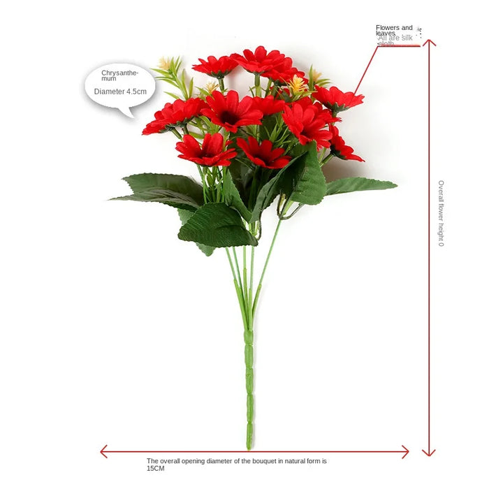 5 Fork 15-Head Artificial Daisy Gerbera Flowers – Silk Chamomile Flower Bouquet for Wedding, Home, and Party Decoration