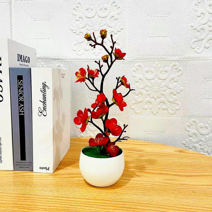 Bonsai Silk Plum Blossom Artificial Plant – Fake Sakura Tree Branches for Home, Office, and Wedding Decoration