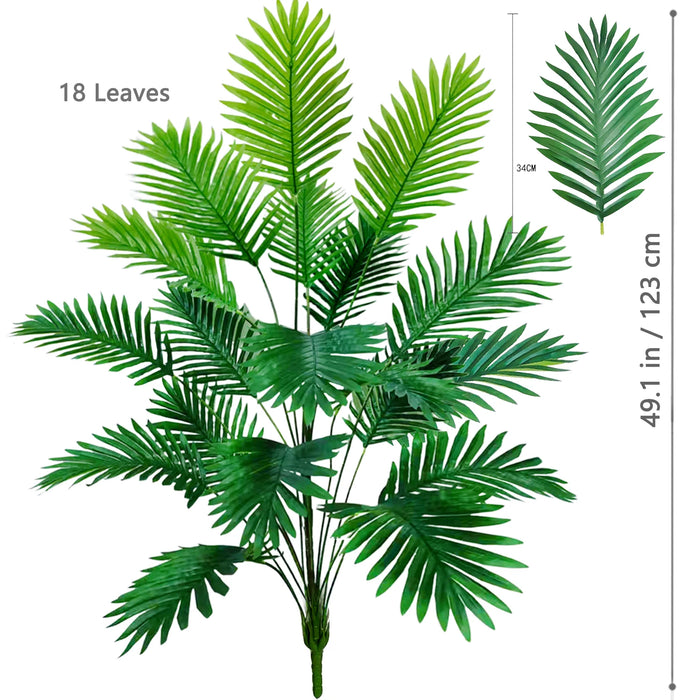 Artificial Palm Tree – 68-125cm Tropical Fake Plant with Green Plastic Palm Leaves for Home, Garden & Outdoor Décor