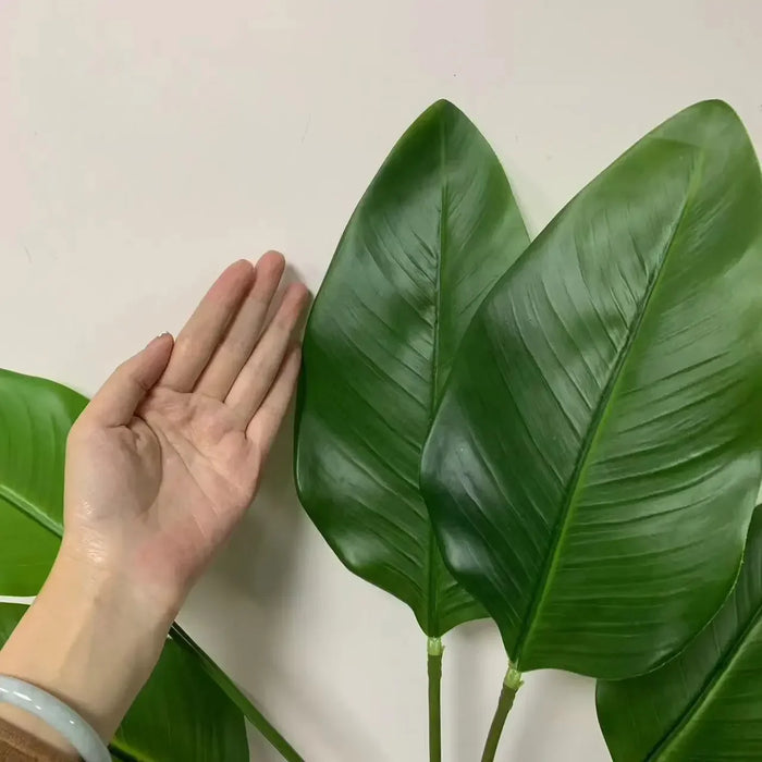 7-Pack Artificial Green Hand Plantain & Canna Leaves – High Simulation Silk Leaves for Landscaping, Flower Boxes, and Outdoor Decor