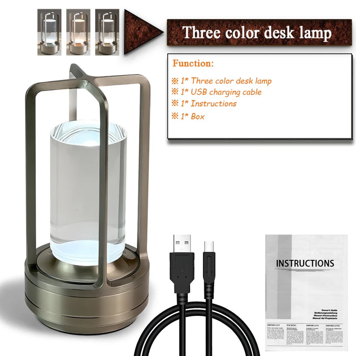 RGB LED Desk Lamp – USB Charging, Touch Control, and Multiple Color Options for Bedroom, Outdoor, and Camping Use