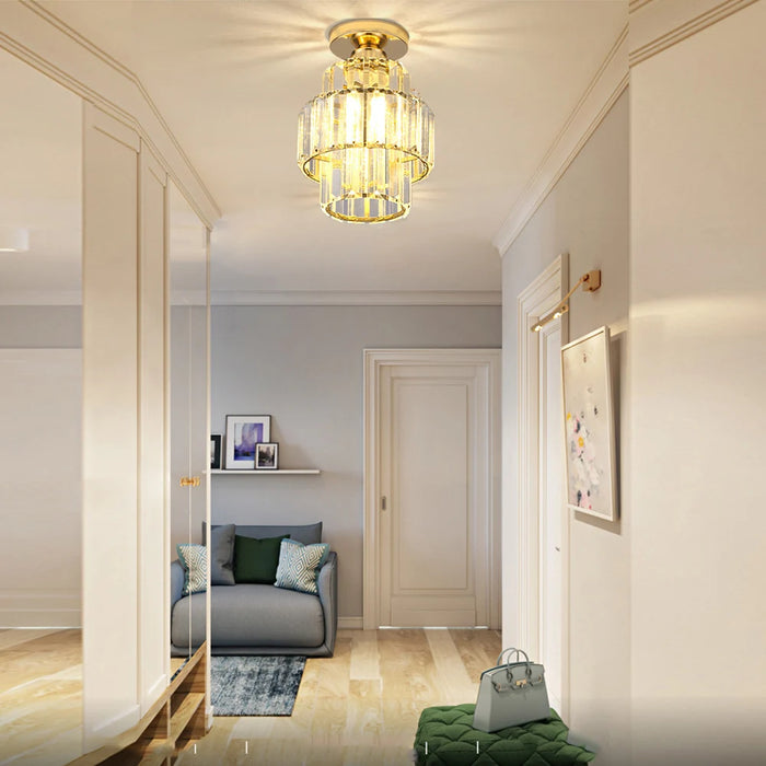 Elegant Crystal E27 Ceiling Chandelier – Contemporary Home Decor Ceiling Lamp for Living Room, Dining Room, Hallway, and More