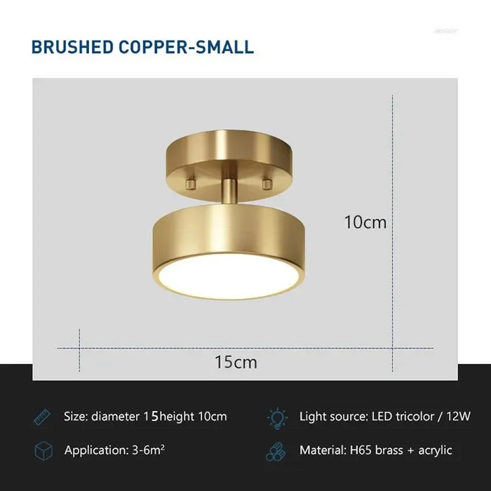 Modern LED Ceiling Light – Nordic Copper Design for Bedroom, Living Room, Dining Room, and Corridor