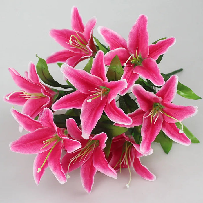 10 Heads Artificial Lily Flower Bouquet – Multicolor Faux Bridal Flowers for Weddings, Parties, and Home Decor – Perfect for Floral Arrangements