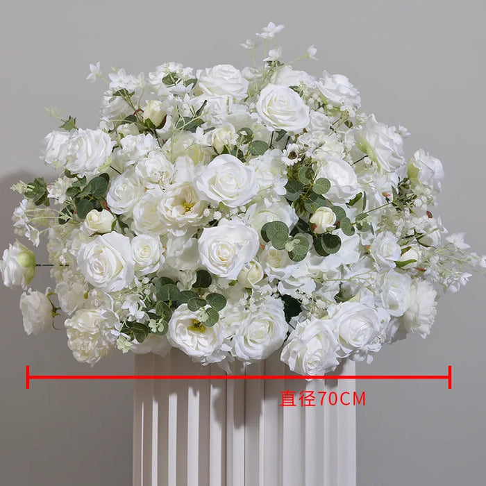Customized Hydrangea & Rose Artificial Flower Ball – White Silk Flower Ball for Wedding, Table Centerpiece, and Event Decor