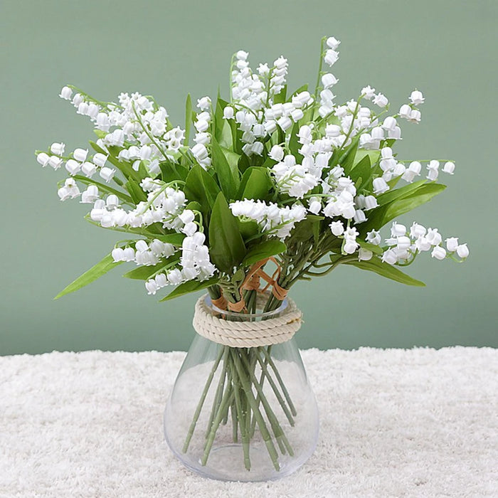 White Artificial Bellflower Bouquet – Handmade Plastic Flowers for Wedding, Home, and Party Decorations – Bride Holding Floral Arrangement