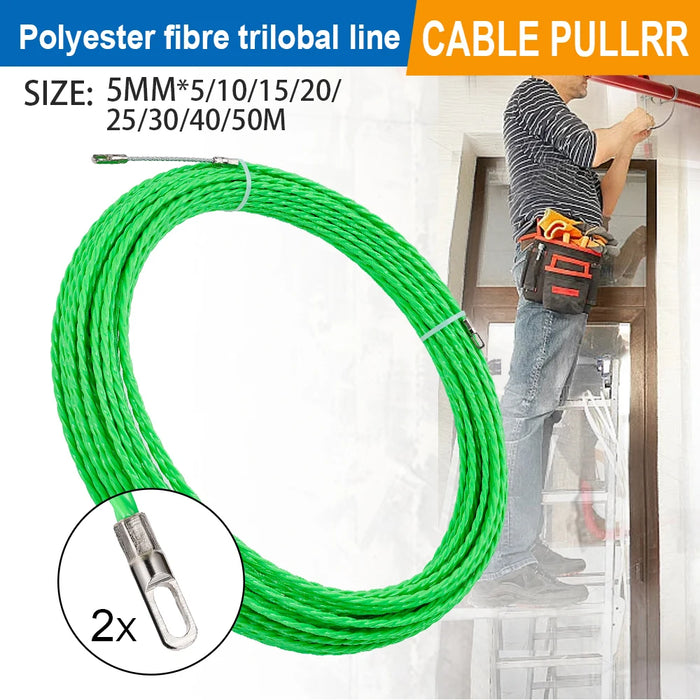 5mm Fiberglass Cable Push Puller – Fish Tape Snake Rodder Wire Guide Tool (5-50M)