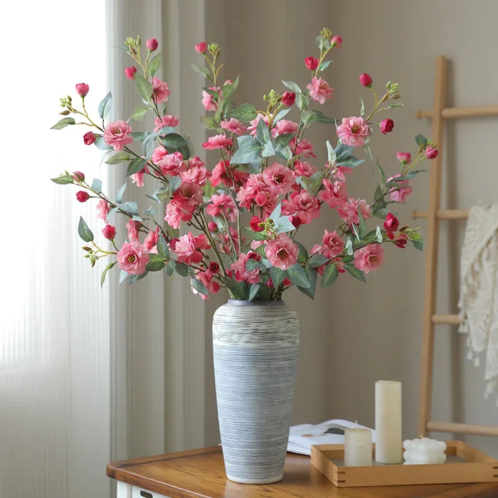 Artificial Camellia Flower Branch – 90cm Silk Long Branch with Fake Leaves for Wedding, Home, and Table Decor
