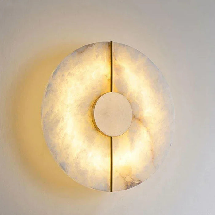 Nordic Modern Marble Wall Lamp – LED Wall Sconce with Gold Copper Finish for Living Room, Bedroom, and Indoor Decor