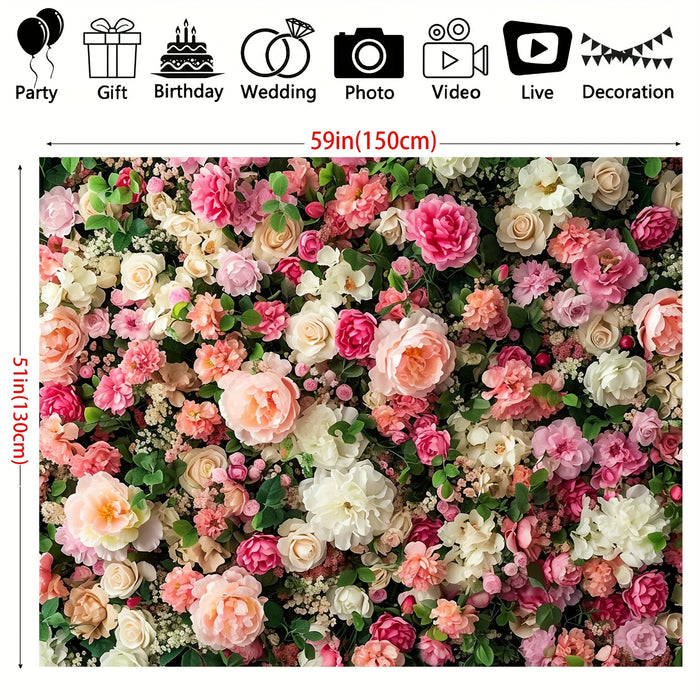 Spring Floral Rose Backdrop – Wedding, Valentine's Day, and Party Decoration for Gift Giving and Special Events
