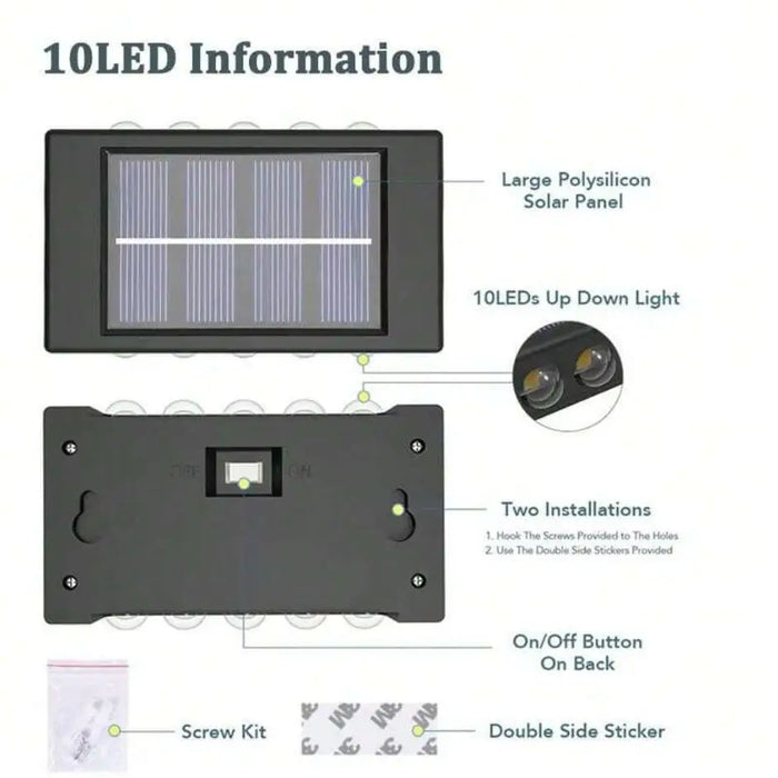 Solar Wall Lamp – Waterproof Outdoor LED Light for Garden, Porch, Yard, and Balcony – Up and Down Illumination with Solar Power