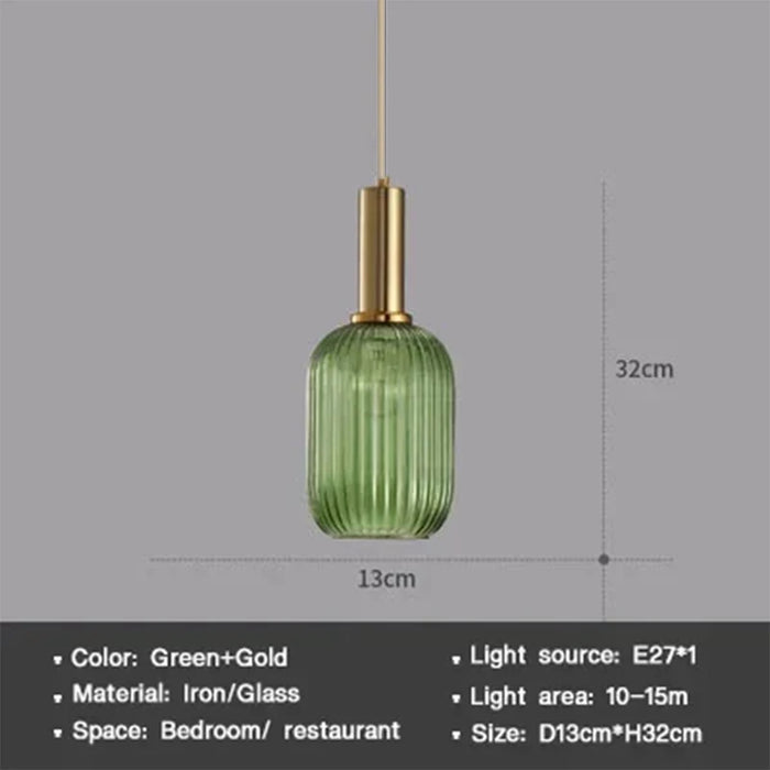 Modern Nordic Glass Pendant Light – Single Head LED Hanging Lamp for Dining Room, Bedroom, Cafe, and Study – White, Green, Cognac & More