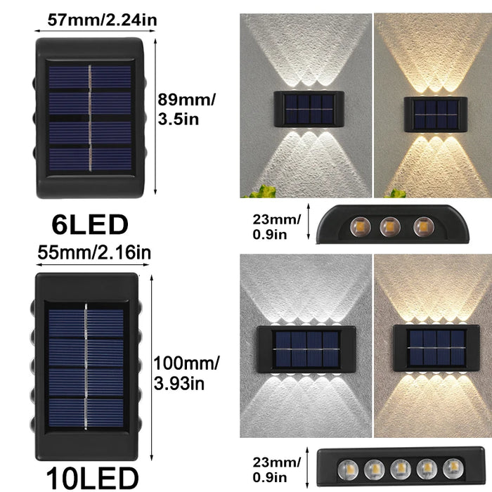 Solar Wall Lights Outdoor – 10 LED Waterproof Security Lamp with Automatic Sensor for Garden, Fence, Porch, and Yard Decoration (Warm/White Light, IP65)