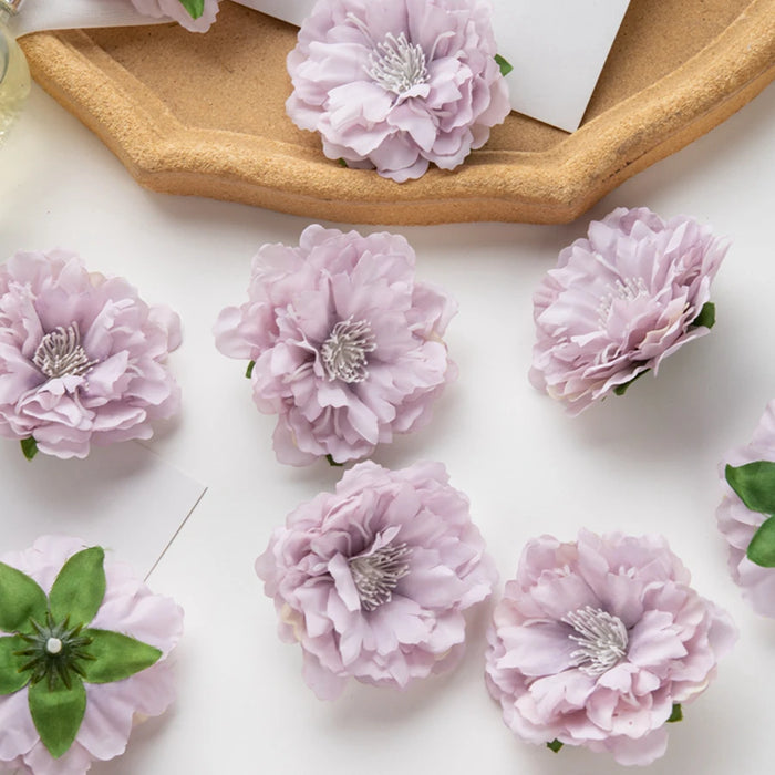 10Pcs Artificial Silk Peony Flowers – DIY Craft Fake Stamen Heads for Wedding, Home, Valentine’s Day, and Outdoor Décor