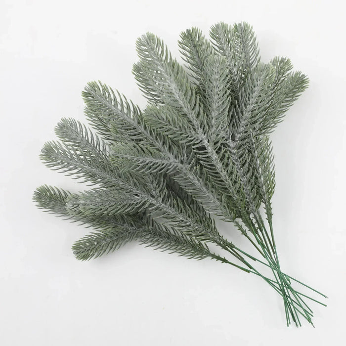 Wholesale Artificial Pine Needle Branches – Snow Frosted Green Fake Plants for DIY Christmas Wreath, Garland, and Home Decor