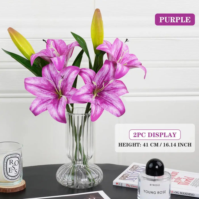 41cm Artificial Silk Lily Bouquet – DIY Creative Floral Arrangement for Home, Wedding, Party & Living Room Decor – Perfect Gift for Friends