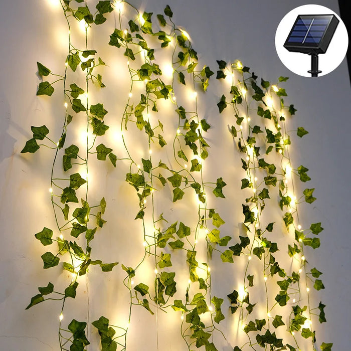 Fairy Lights Solar-Powered Maple Leaf String Lights – Waterproof Outdoor Garland for Garden and Christmas Decoration, 10m 100 LED / 5m 50 LED