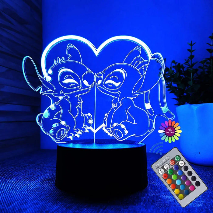 3D Illusion Stitch Night Light – Remote Control and Smart Touch LED Lamp for Bedroom, Kids’ Room, and Gifts – Perfect for Birthdays, Valentine’s Day, and Christmas