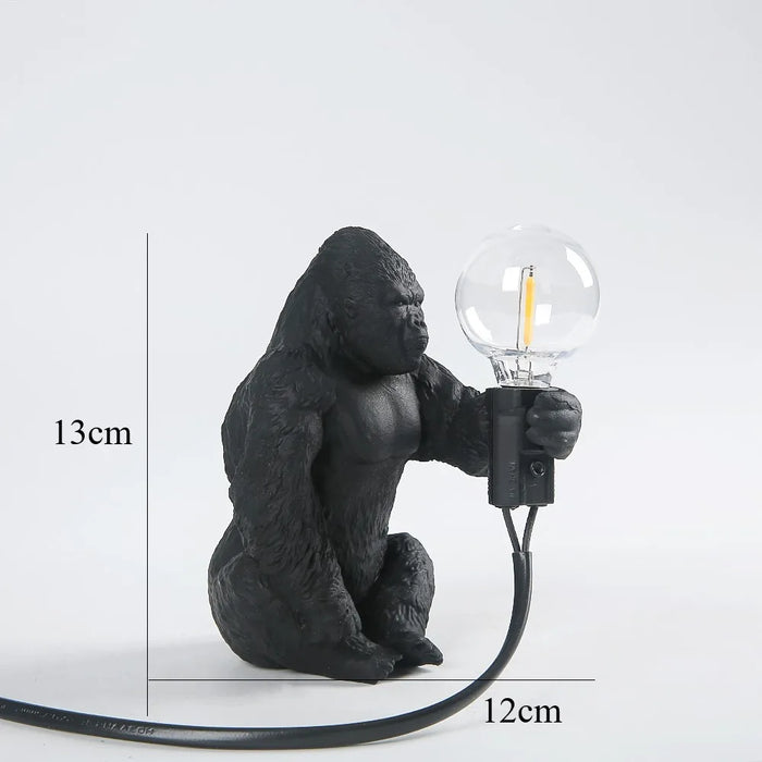 King Kong Gorilla Animal Table Lamp – Resin Night Light for Bedroom and Creative Home Decor