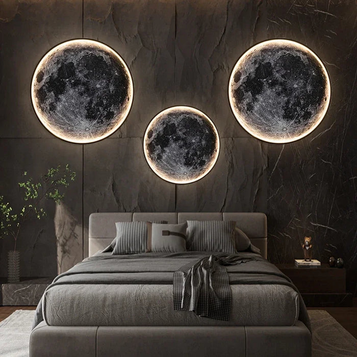 Modern 3D Moon LED Wall Lamp – Living Room, Bedroom, Corridor Background Light – Remote Control Sconce for Home Decor