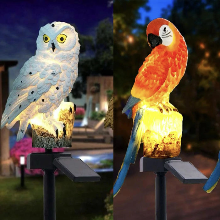 Solar Garden Lamp – Owl & Parrot Animal Outdoor LED Lights for Garden Decoration, Waterproof Solar Powered, IP65