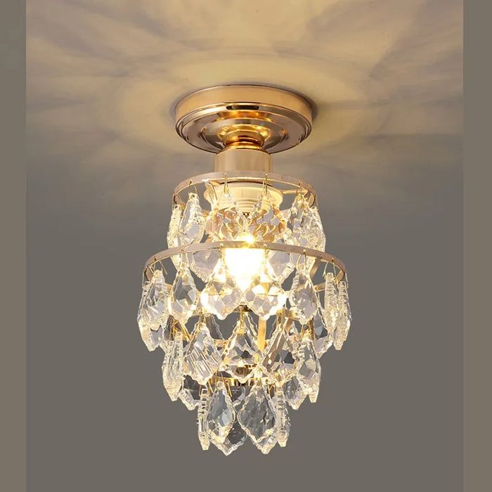 Modern Gold Mini Crystal Ceiling Light – E27 LED Fixture for Bedroom, Living Room, Stairs, and Home Decor