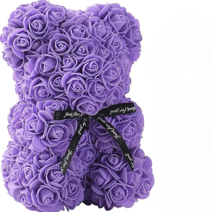 Artificial Eternal Rose Teddy Bear - Romantic Gift for Mother's Day, Valentine's Day, Birthday & Anniversary - Perfect Home Decoration