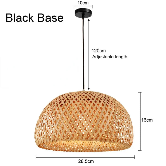 Bamboo Lantern Pendant Lamp – Natural Rattan Wicker Hand-Woven Bamboo Lampshade, E27 Hanging Light for Living Room, Bedroom, and Dining Room