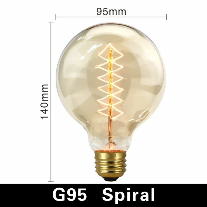 Edison Vintage Light Bulb E27 40W - Retro Filament Incandescent Bulb for Living Room, Bedroom, and Dining Room - Available in ST64, A19, G80, G95, T10, T45, T185 Shapes