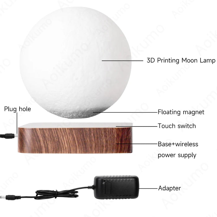 Magnetic Levitation Moon Lamp – 3D Printed Touch-Control LED Night Light for Bedroom and Desktop Decor