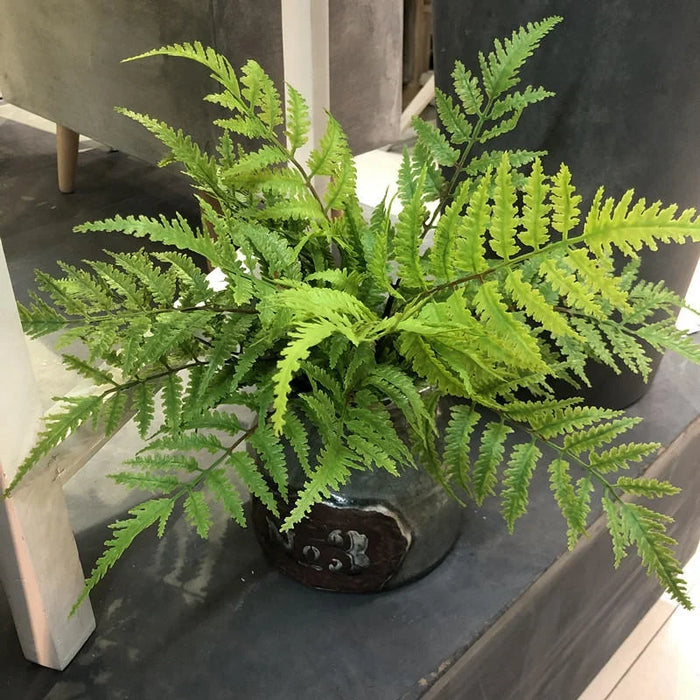 Artificial Persian Fern Plant – 7 Branches with 15 Green Leaves for Bedroom, Party, and Home Decoration