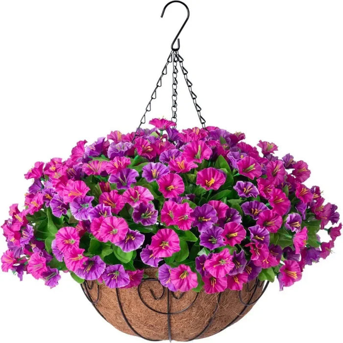 Artificial Hanging Flower Basket – 30cm Garden Decoration with Coconut Liner for Balcony, Patio, and Home Décor
