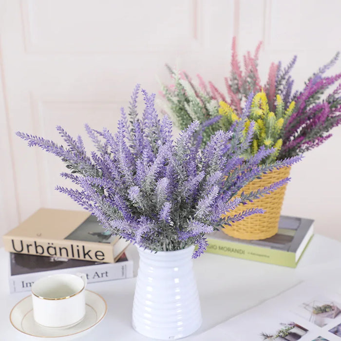 5Pcs Artificial Lavender Flowers – Realistic Faux Flower Bouquet for Wedding, Home Décor, and Office Decoration – Nordic Style Vase Storage