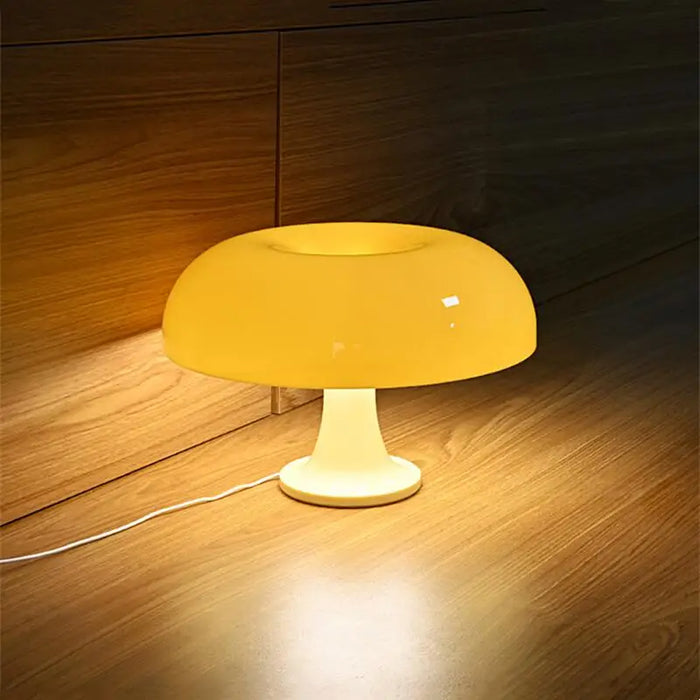 Modern LED Mushroom Table Lamp – Creative Minimalist Design for Hotel, Bedroom, Living Room, and Desk Lighting, Dimmable Touch Sensor, Ivory