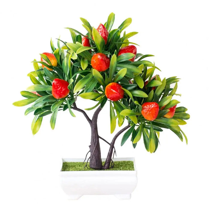 Artificial Orange Bonsai Tree – Potted Peach Pepper Fruit Plant for Home, Office, and Garden Decor