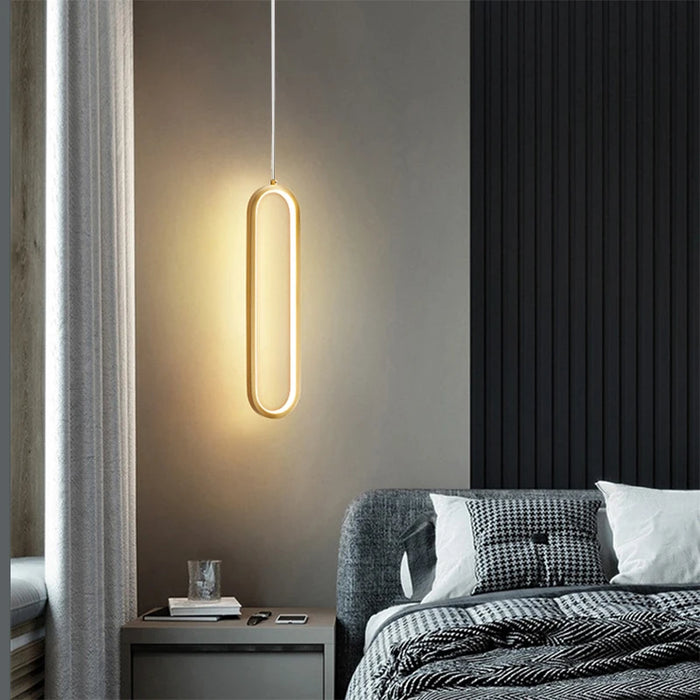 Modern LED Pendant Light – Black and Gold Hanging Lamp for Bedroom, Living Room, and Dining Room – Stylish Indoor Ceiling Light Fixture