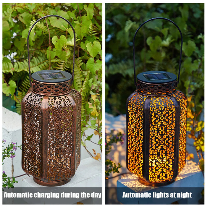 Modern LED Solar Landscape Light – Waterproof Garden Lantern with Retro Design for Outdoor Decor, Brassy Hanging Light, Energy Saving