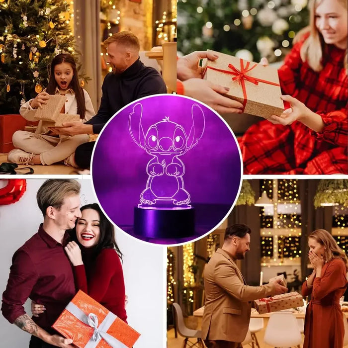 3D Illusion Stitch Night Light – Remote Control and Smart Touch LED Lamp for Bedroom, Kids’ Room, and Gifts – Perfect for Birthdays, Valentine’s Day, and Christmas