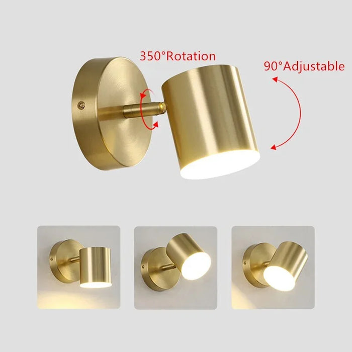 Modern Golden LED Wall Lamp – Adjustable Bedside Reading Light for Bedroom and Home Decor