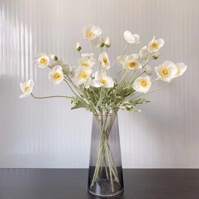 4 Head Artificial Poppy Flowers Bouquet – Silk Fake Flowers for Home Decor, Garden, Wedding, and Party Decoration