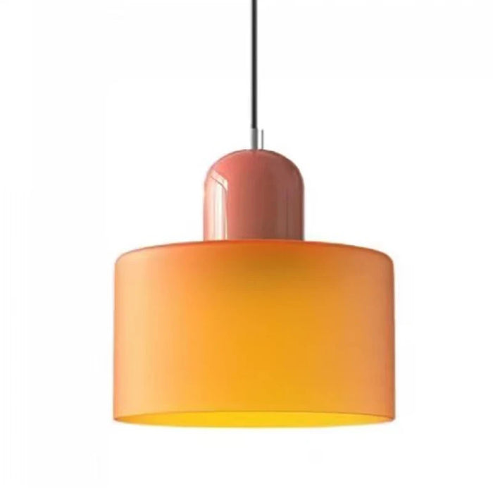 "Nordic Modern Glass Pendant Light – E27 Bulb, Long-Line Chandelier for Bedroom, Restaurant, and Bar – Available in White, Green, Pink, and Orange"