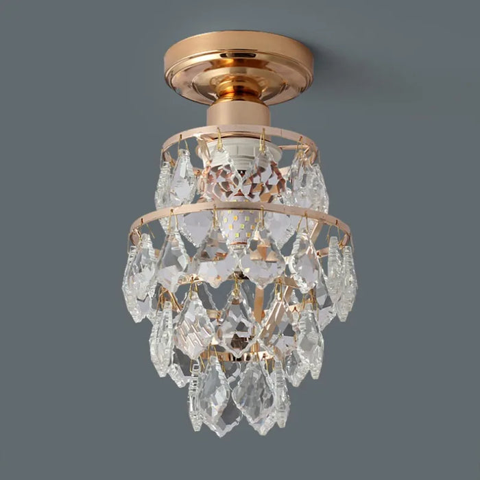 Modern Gold Mini Crystal Ceiling Light – E27 LED Fixture for Bedroom, Living Room, Stairs, and Home Decor