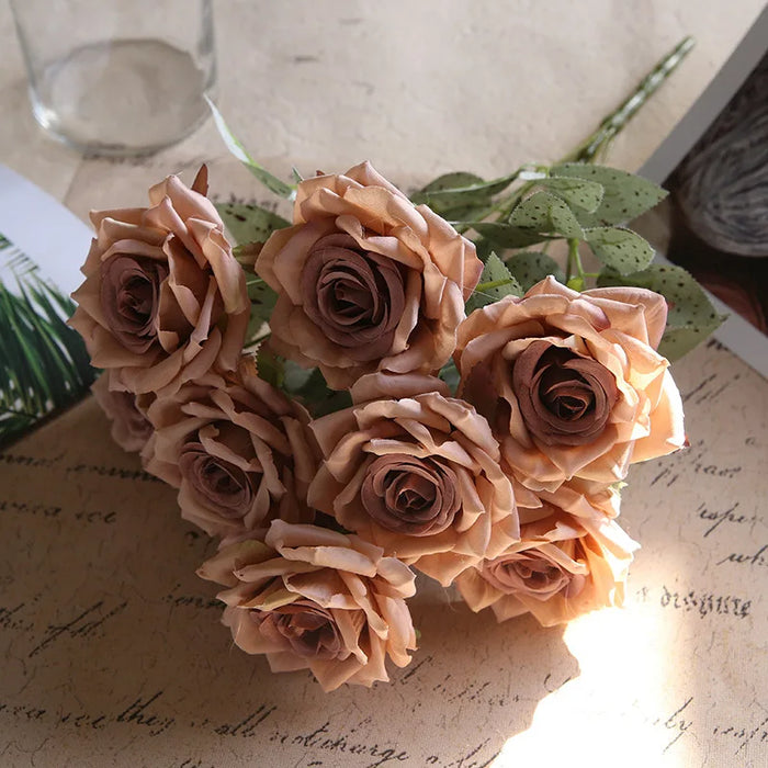 Silk Pink Rose Bouquet – Artificial Flowers for Wedding, Home, Living Room, and Bedroom Decoration