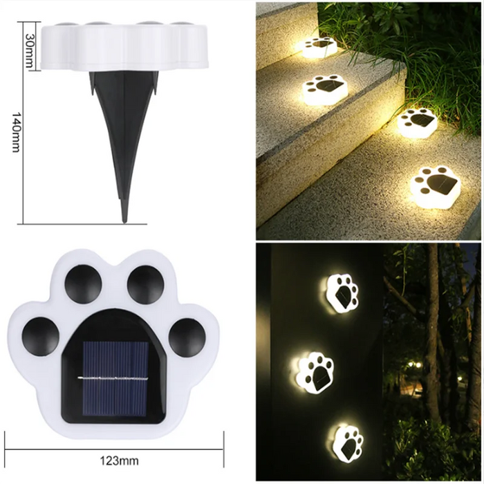 LED Solar Garden Lights – Waterproof Dog & Cat Paw Print Outdoor Pathway Lamp | Solar-Powered Lawn and Garden Decoration