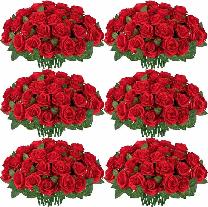 50 Pcs Artificial Silk Roses – Realistic Fake Rose Flowers for Wedding Centerpieces, Home Decor, Party Decorations, and DIY Bouquets