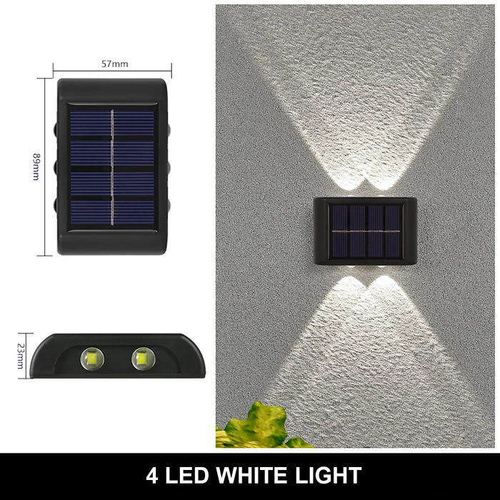 Outdoor Solar Wall Lamp – 4/6/12/16 LED Waterproof Up and Down Luminous Lighting for Garden, Street, and Balcony Decor
